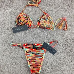 !!NWT!! Indah Multicolor Hand-Crocheted Bikini Set